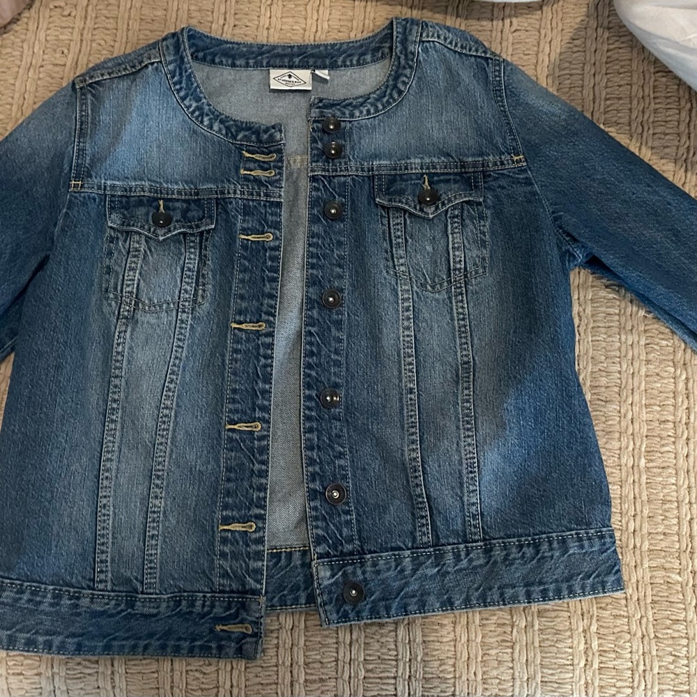 St. John's Bay Light Blue Denim Jacket - Collarless Style - Picture 2 of 3